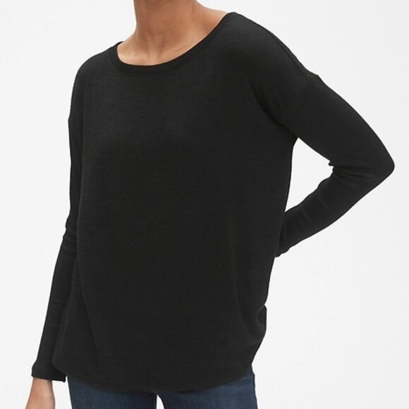 GAP Oversized Softspun Boatneck ribbed sleeve top - Picture 2 of 8